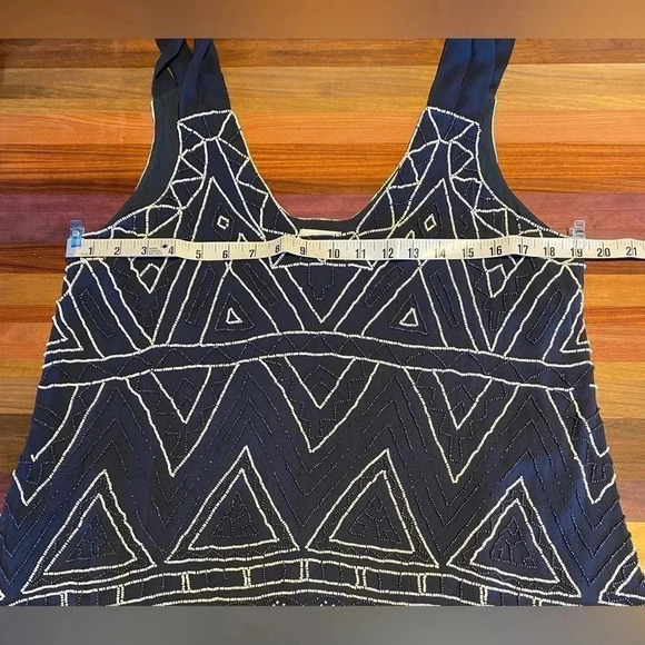 Parker Nadia Navy Beaded Tank Top, size L - Picture 8 of 11